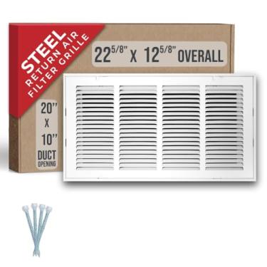 Imagem de Serve para abertura de duto de 50 x 25 cm | Grade de filtro de ar de retorno de aço da Handua [porta removível] para filtros de 2,5 cm | Grelha de cobertura de ventilação | Branca | Grade de entrada