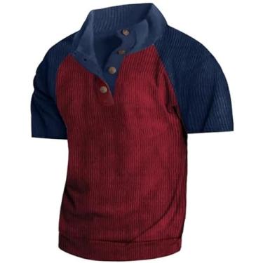 Imagem de IFFANY Camiseta masculina de veludo cotelê de manga curta, gola redonda, caimento justo, casual, ao ar livre, gola alta, G, 3G