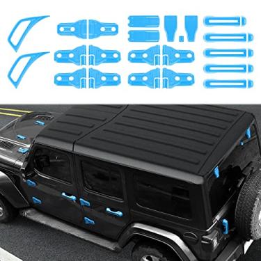 Imagem de Linskip Dobradiça da porta do motor dobradiça do capô da sobrancelha saída de ar lateral tampa da dobradiça da janela da porta traseira para Jeep Wrangler JL JLU 2018-2022 kit completo de acabamento