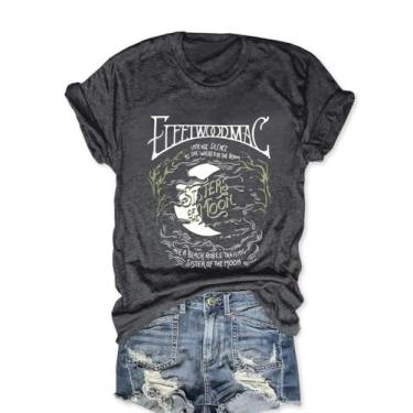 Imagem de Camisetas femininas de banda de rock, vintage, música country, roupa de concerto, casual, manga curta, camisetas estampadas, C - Cinza escuro, P