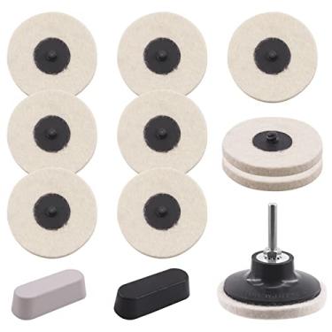 Imagem de Rustark 13 peças de almofadas de polimento de feltro de tecido de lã comprimida de 7,6 cm kit de compostos de rodas com esmeril preto, diamante branco para polimento e polimento