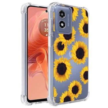 Imagem de Sidande Capa para Moto G24 4G, Motorola G04 4G XT2423-1 XT2421-2 Capa para meninas e mulheres, capa protetora de telefone fina em TPU flexível e floral transparente para Motorola Moto G24 4G girassol