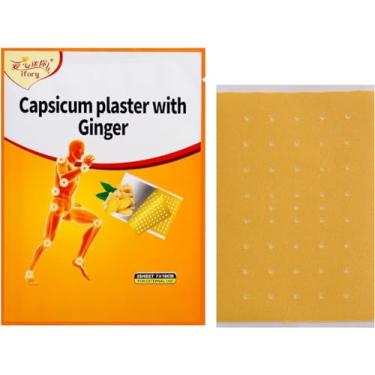 Imagem de ifory 20 adesivos de capsaicina, adesivos de gengibre capsicum, adesivo de capsicum de 10 x 7 cm, 10 sacos, 20 unidades (2 unidades/saco)