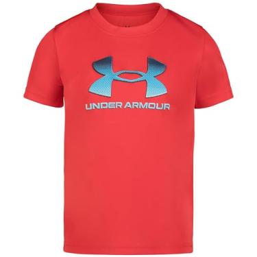 Imagem de Under Armour Camisa de manga curta para meninos, gola redonda, leve e respirável, Malha vermelha, 7