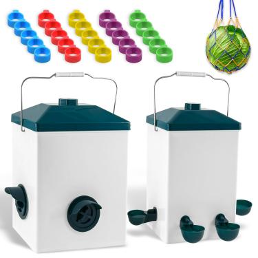 Imagem de Loyala Conjunto de alimentador e bebedouro automático de frango, 11,3 kg, sem desperdício, alimentador de aves, à prova de chuva, alimentadores de galinhas grandes, acessórios para galinheiros