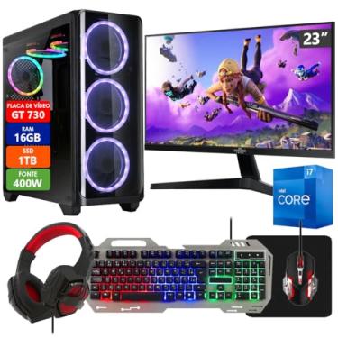 Imagem de PC Gamer Completo Intel Core i7 16GB SSD 1TB Placa de Vídeo GT 730 2GB Monitor 23" com Kit Gamer - Fonte 400W Real Strong Tech