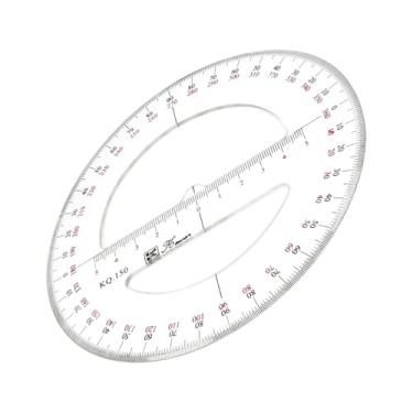 Imagem de Hegebeck Transferidor transparente de 360 graus 15 cm de diâmetro, transferidores matemáticos de plástico, transferidores de círculo, ferramenta matemática para medição de ângulo, 1 peça