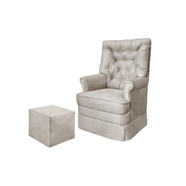 Imagem de Poltrona Amamentação Balanço + Puff Alana Suede Bege