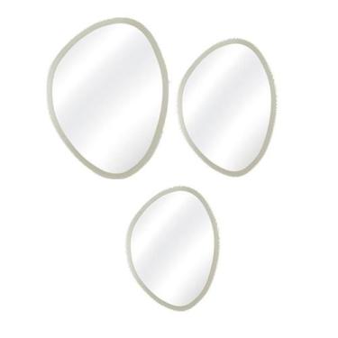 Imagem de Kit Espelho Decorativo Orgânico Branco 35X50 50X64 64X77 Cm - E2g Desi