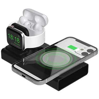 Imagem de Suporte de carregamento de alumínio 3 em 1 para MagSafe compatível com Apple Watch/iPho...