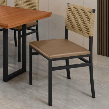 Imagem de Kit com 02 Cadeiras para Sala de Jantar Madri Preto /Bege / Sépia