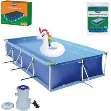 Imagem de Kit Piscina Premium 5000 Litros Capa Forro Filtro 2200L/h Boia Unicórn