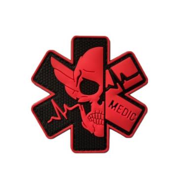 Imagem de Ruoming Ruoming 3 peças etiqueta de emergência 3D divertido crachá gancho e laço prendedor de borracha PVC tático desenho militar patch acessórios DIY (caveira 3)