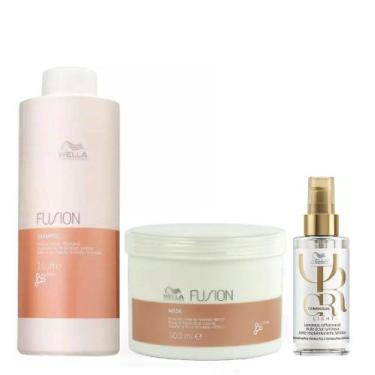 Imagem de Kit Wella Professionals Fusion Shampoo 1 Litro e Máscara 500gr + Oil R