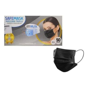 Imagem de Máscara Descartável Proteção Facial Tripla Com 50 Unidades - Safemask