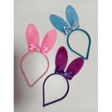 Imagem de Kit Pascoa 3 Tiaras Pelucia De Coelho - diknka