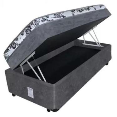 Imagem de Box Baú Conjugada Mola Solteiro Suede - GENKI KENKO, PRETO