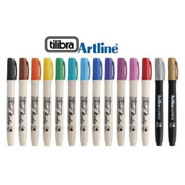 Imagem de Caneta Marcador Pincel Brush Tilibra Artline - Cor a Escolha,  Preta 