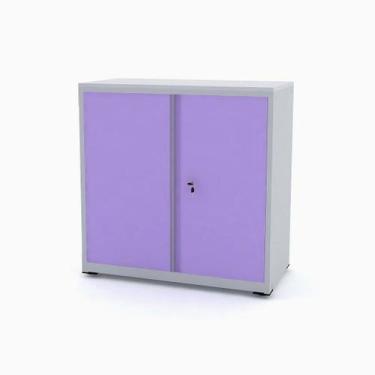 Imagem de Armário de Aço Baixo com Tampo de Madeira Ap406sl Pandin 84 cm Cinza e