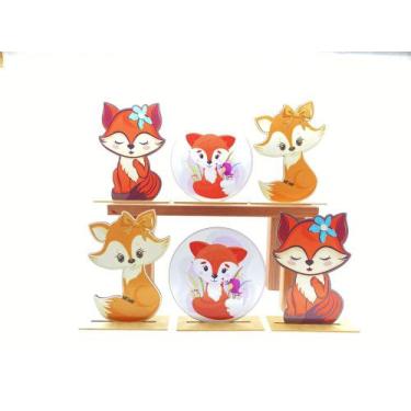 Imagem de Kit Display de Mesa 6 Peças Festa Raposinha Fenimina MDF - Juju Brasil