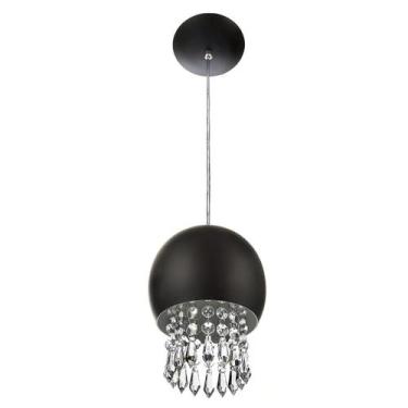Imagem de Pendente Bola Pequena 15cm Preto Com Cristais Acrilico - MARRYLUZ