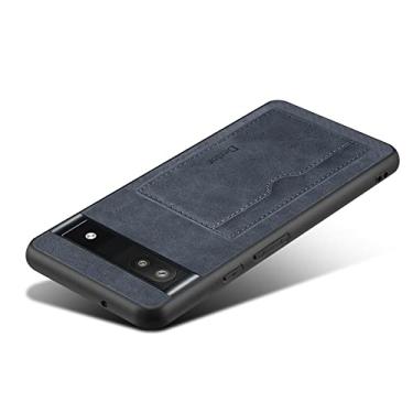 Imagem de HXY Capa para Google Pixel 6A 2022, capa carteira fina de couro PU com compartimento para cartão de crédito, capa protetora leve com suporte para Google Pixel 6A 2022 (cinza)
