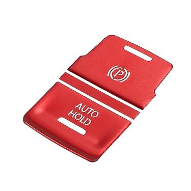 Imagem de VekAuto 3 peças de console central de carro interruptor de freio de mão eletrônico guarnição de tampa de botão compatível com VW Arteon CC 2019-2023, liga de alumínio durável vermelho