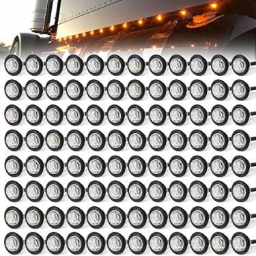 Imagem de 3/10.2 cm redondo 3 luzes de liberação de marcadores laterais dianteiros e traseiros indicadores de luz traseira à prova d'água para trailer caminhão carro ônibus van pickup RV Wrangler ATV UTV (100