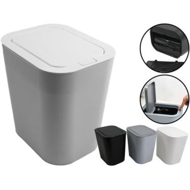 Imagem de Lixeira Retangular Tampa Click Lavabo Cozinha Multiuso Compartimento P