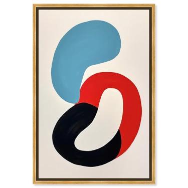 Imagem de Arte de parede em tela abstrata contemporânea retrô Perfect Match II por Notoriart, moldura flutuante dourada, 50,8 cm x 76,2 cm