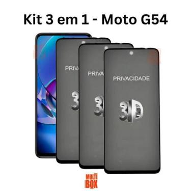 Imagem de Kit 3UN Película 3D de Vidro Privacidade para Motorola Moto G54 - LXL