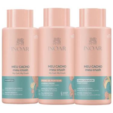 Imagem de Kit Inoar Meu Cacho, Meu Crush Sh 500ml + Cond 500ml + Creme de Pentea