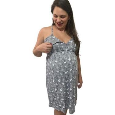 Imagem de Camisola De Amamentar Gestante Alça Fina - Dani lingerie, Cinza, P