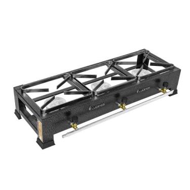 Imagem de Fogão Industrial 3 Bocas 20x20 Alta Pressão De Mesa Completo - LUDINOX