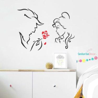 Imagem de adesivo de parede a bela e a fera decoração quarto sala - Adesivos Kig
