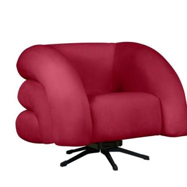 Imagem de Poltrona Decorativa Micheli Base Giratória e Balanço Veludo - Fina Mob