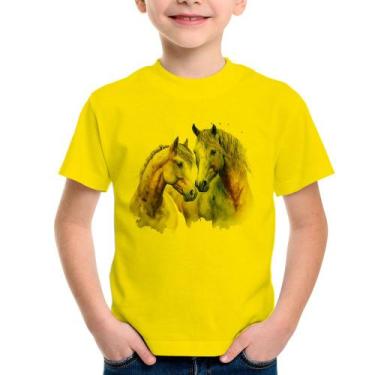 Imagem de Camiseta Infantil Cavalo e Égua - Foca na Moda, Amarelo, 2