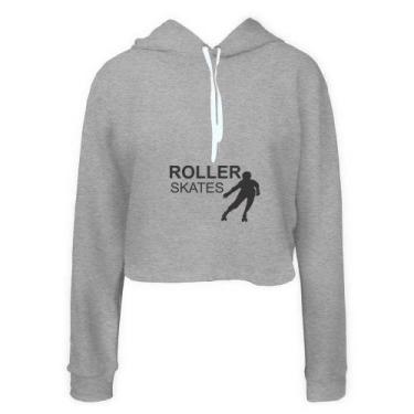 Imagem de Moletom Feminino Cropped Ragor Patins Macio Confortável, GG, Cinza