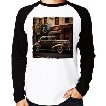Imagem de Camiseta Raglan Carro antigo na cidade Manga Longa - Foca na Moda, Bra