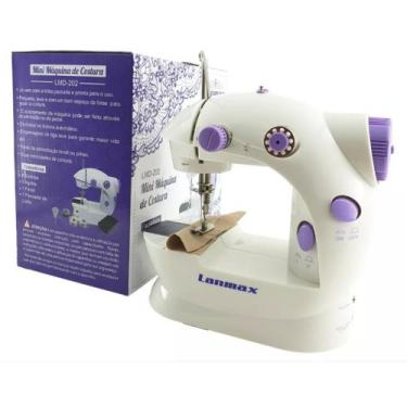 Imagem de Mini Máquina De Costura Reta Pedal Portátil Rosa 110v/220v lanmax, Bra