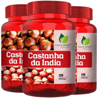 Imagem de 3 Potes Castanha da Índia 100% Natural Kit 360 Cáps - Fonte Verde