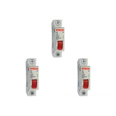 Imagem de Kit C/3 - Disjuntor Steck Din Unipolar 25A Sd61 C Sdd61C25