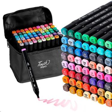 Imagem de Kit Canetinhas 60 Cores Ponta Dupla + Estojo Desenho Escolar - M3M, Un