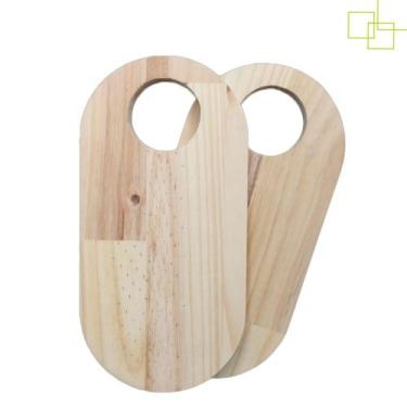 Imagem de Kit 2 Tábuas Oval Madeira Pinus Decoração Mesa Posta Frios Tábua Corte