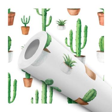 Imagem de Papel de Parede Adesivo Cacto Aquarela Natureza Moderno Quarto Sala de