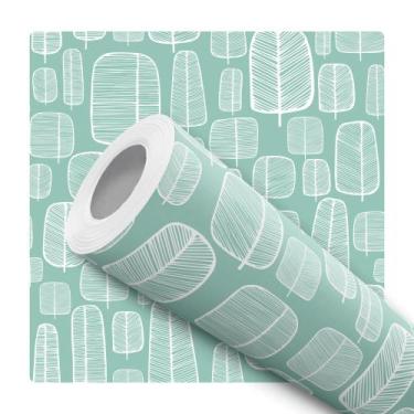 Imagem de Papel De Parede Adesivo Lavável Árvores Abstrato Verde Pastel Branco Q