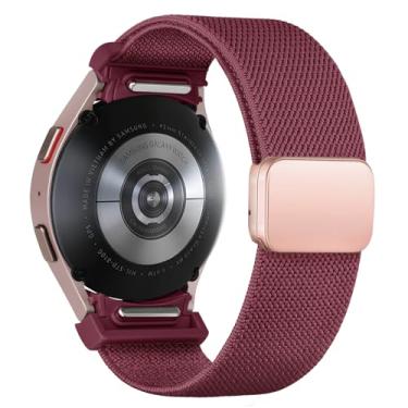 Imagem de Pulseiras de tecido One Click para Samsung Galaxy Watch 7 6 5/4/FE de 40 mm e 44 mm/Galaxy Watch 6 Classic de 43 mm e 47 mm/5 Pro de 45 mm/4 Classic de 42 mm e 46 mm, pulseira esportiva de nylon