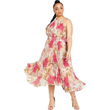 Imagem de City Chic Vestido plus size, vestido estampado Miriam, Champagne Wild Rose, 52-54