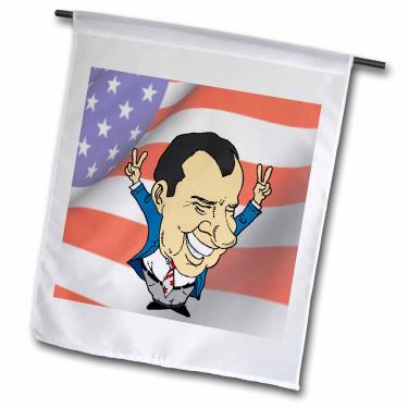 Imagem de 3dRose Presidente Richard Nixon com bandeira americana - Bandeira de jardim, 30 x 45 cm