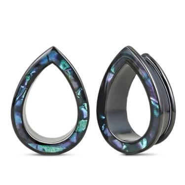 Imagem de PONWAG 1 par de alargadores de orelha 6 mm-16 mm cor lágrima opala alargada duplo alargado túneis para orelhas esticadas calibres de latão selim feminino piercing joias, 5/8", Metal, Sem pedras